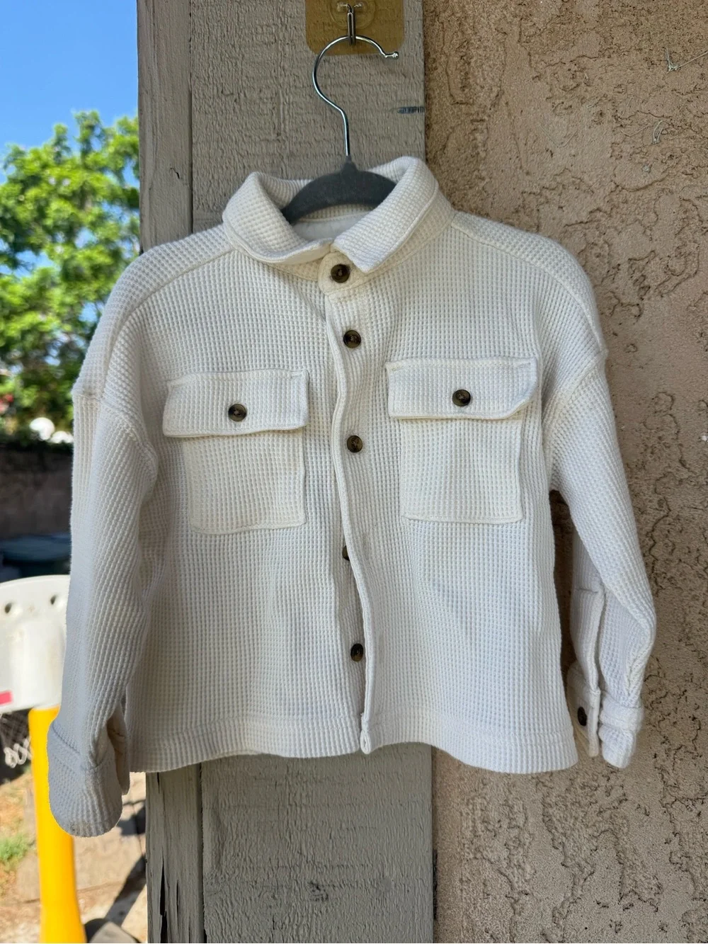 OshKosh B'gosh Cream Waffle Knit Button-Down Shirt